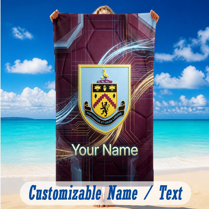 Beach Towel Custom Name Text, Quick Dry Large Towel For Beach HomeBurnley Football