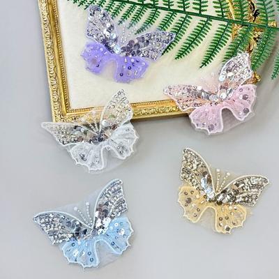 Color Three-Dimensional Lace Butterfly Children'S Dress Princess Dress Hair Accessories Clothing Accessories Embroidery Butterfly Lace Accessories