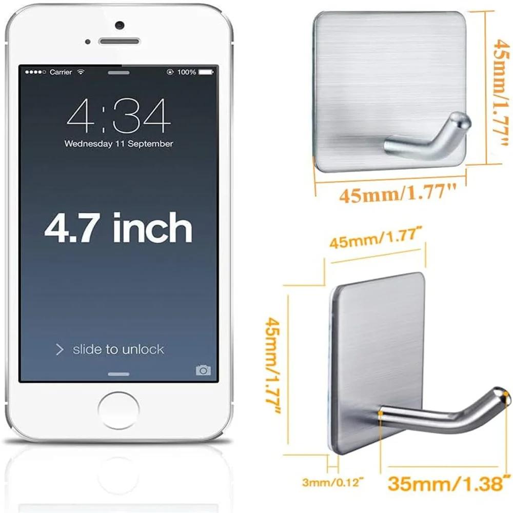4Pcs Punch-Free Wall Mount Hook 304 Stainless Steel Kitchen Bathroom Home Hanging Hook