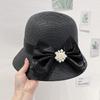 Ladies Straw Hat Women's Summer Elegant Retro Top Hat Sunshade Sun Hat Fashion Bow Bucket Hat