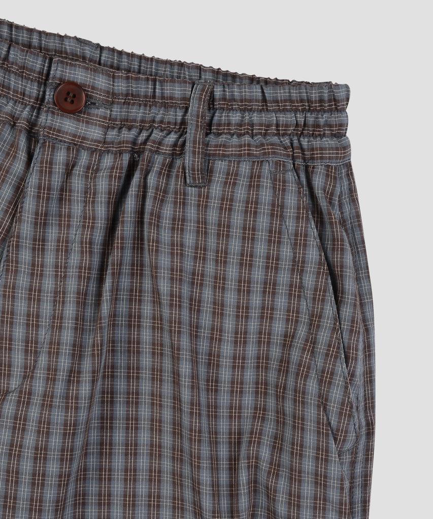 Beodeonteu Check String Cargo Elastic Pants [Brown]