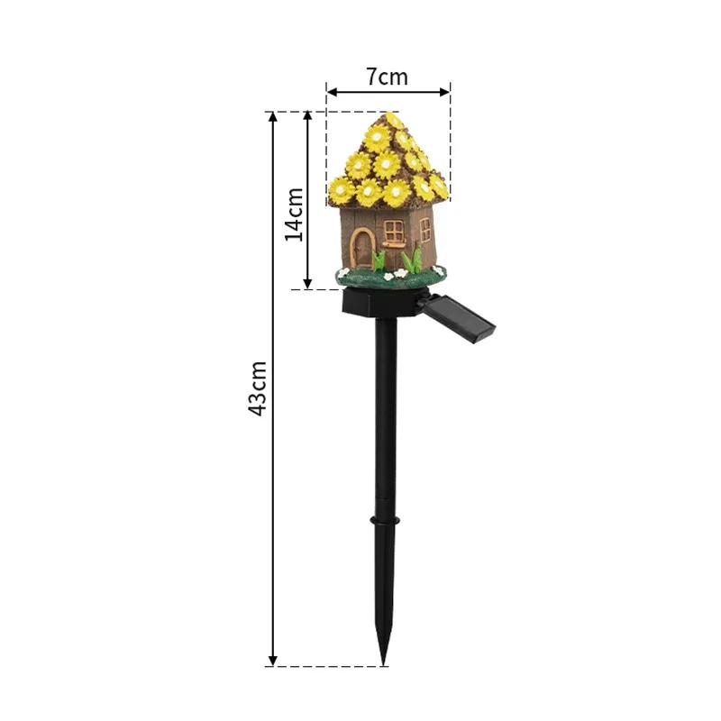 LED Solar Lawn Light Multi Craft Miniature Fairy House Solar Powered Outdoor Decor LED Garden Light Resin Cottage Christmas Lamp