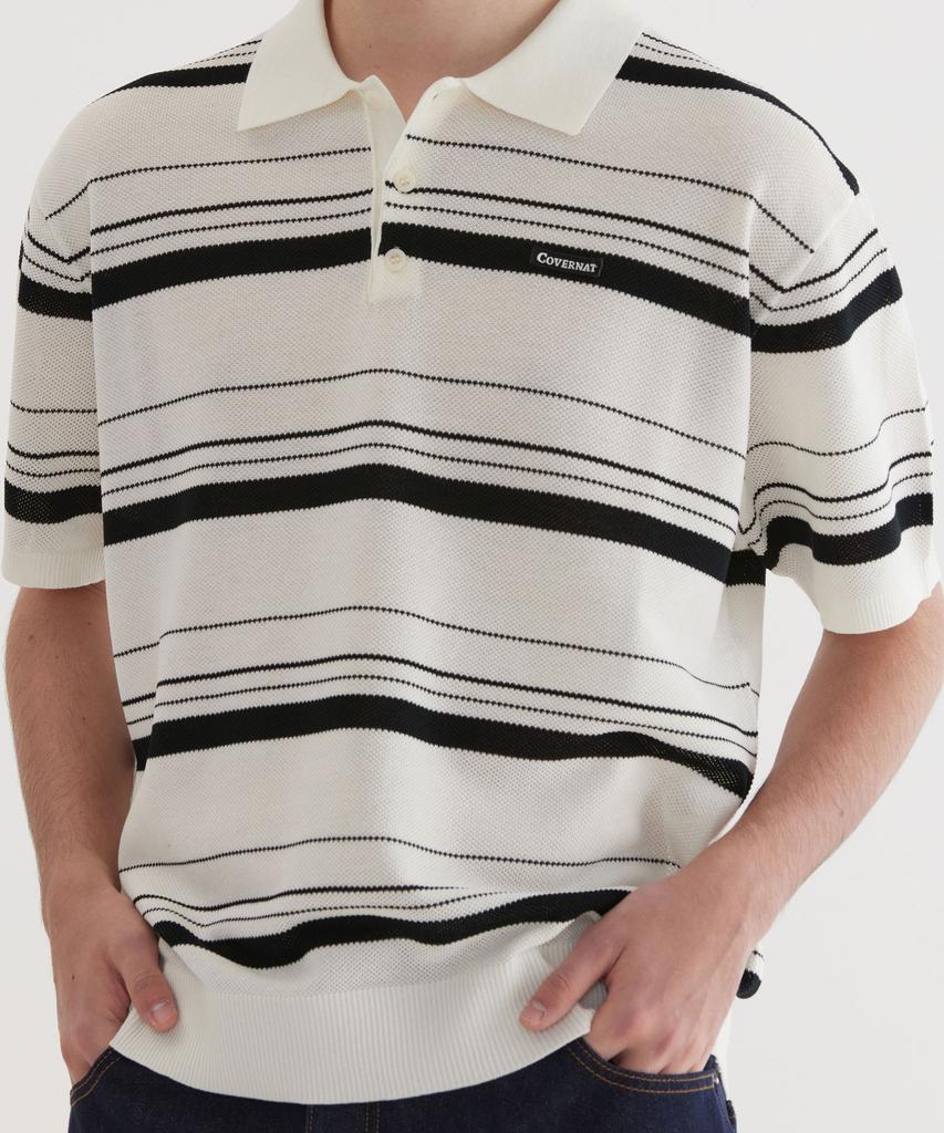 COVERNAT Multi-Stripe Half Knit Ivory