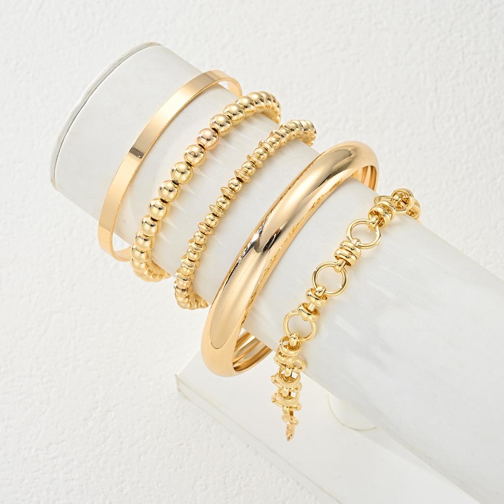 IF ME 5pcs Fashion Simple Bracelet Set for Women Boho Exaggerated Stackable Design CCB Bangles Dating Vacation Daily Wear Jewelry Gift
