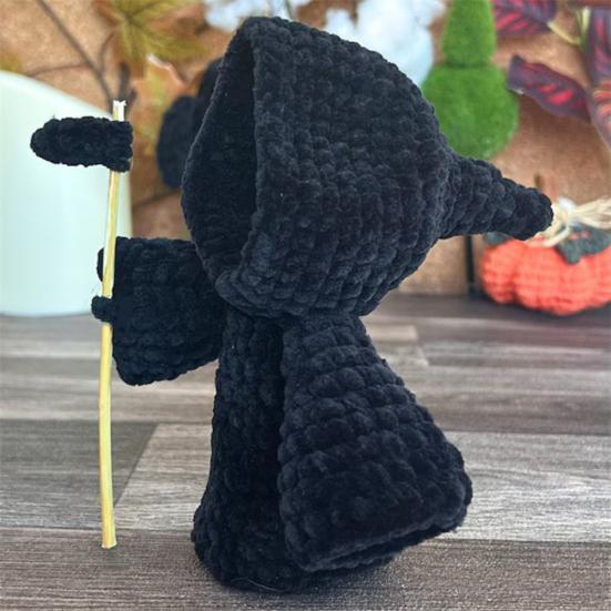 Crocheted Grim Reaper Handmade Reaper Doll Witchy Ghost Crochet Doll Bag Charm Tabletop Decoration Gift for Halloween Lovers