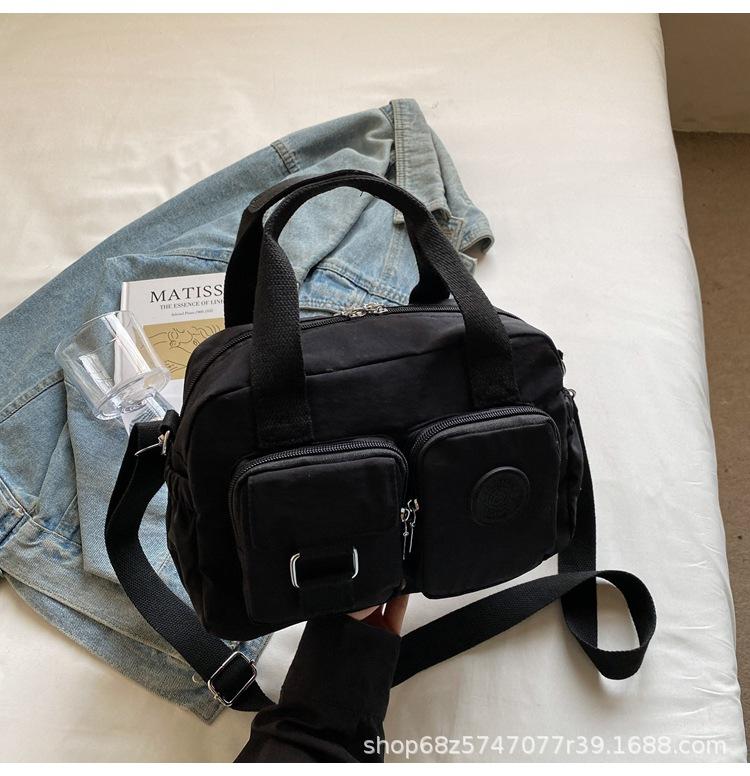 Korean Version of Casual Portable Small Square Bag Women's New Versatile Fashion Shoulder Messenger Bag Nylon Cloth Multi-pocket Pillow Bag