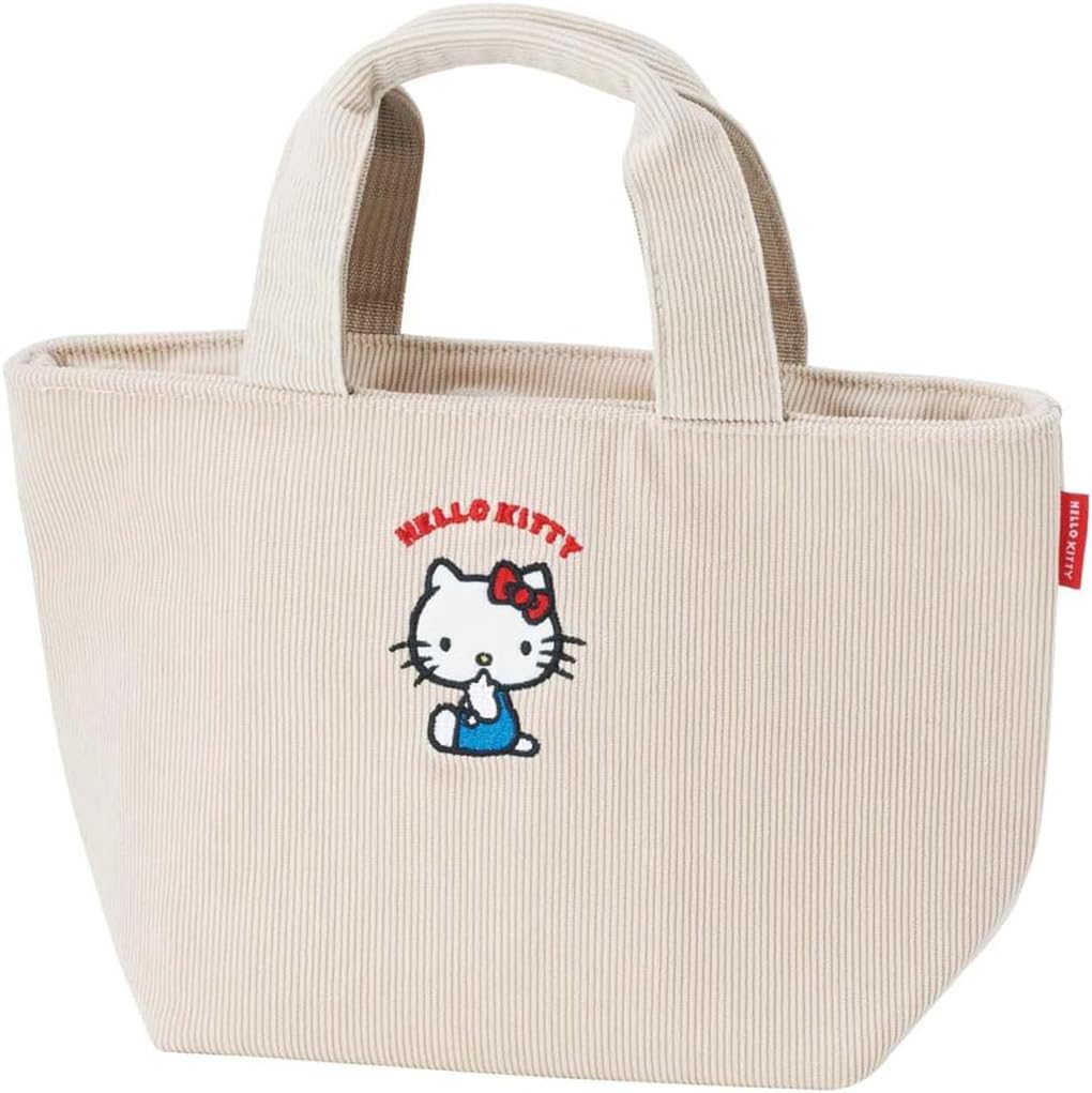 Skater Corduroy Lunch Insulated and 30cm x 12cm x Spacious Lunch Bag for Stylish and Sanrio Hello Kitty Design Bag, Thermal, 18cm, Lunchboxes, Cute,