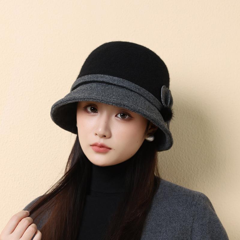 Autumn and Winter Mother Hat Ladies Fleece Thickened Warm Bucket Hat Elegant Knitted Basin Hat