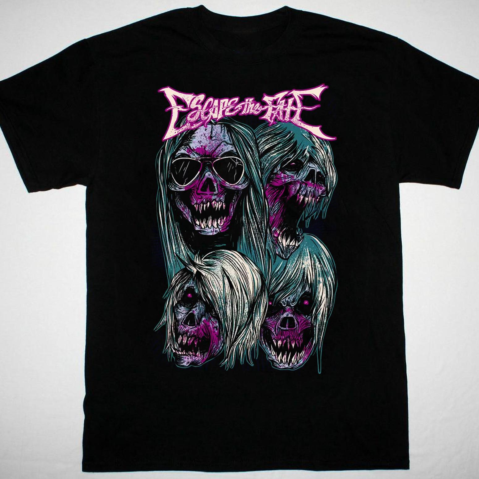 hot Escape The Fate Band Full Size Black 100% Cotton Shirt KK640 XXXXL