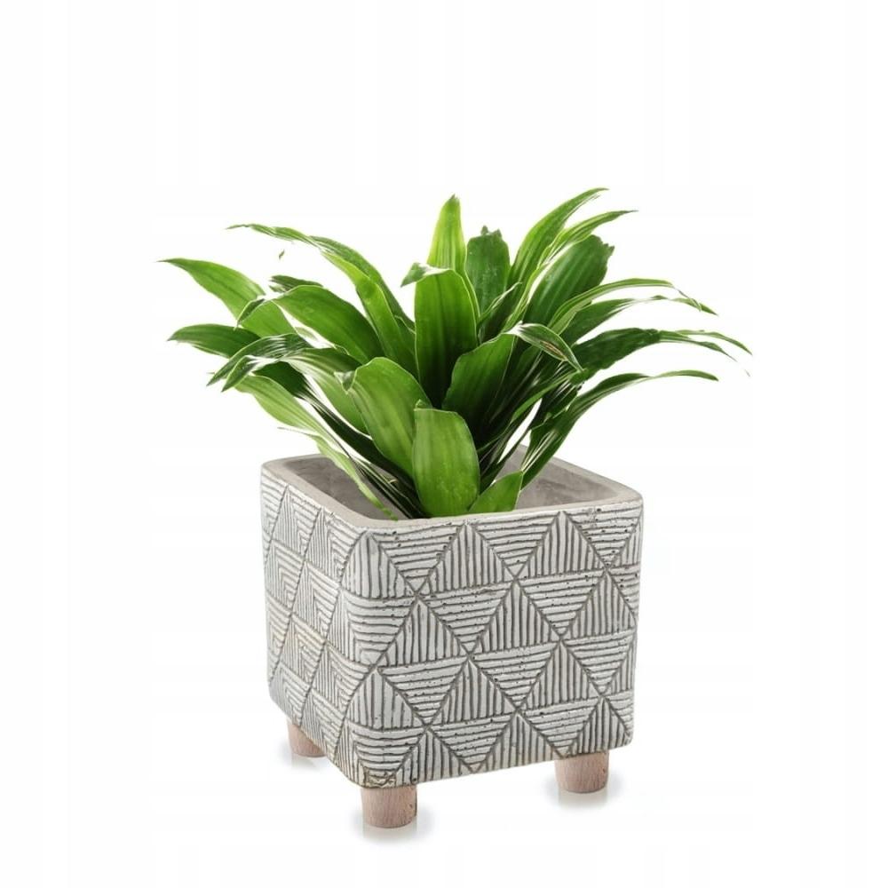 Concrete Flowerpot On Ethnic Legs 13 Cm Gray