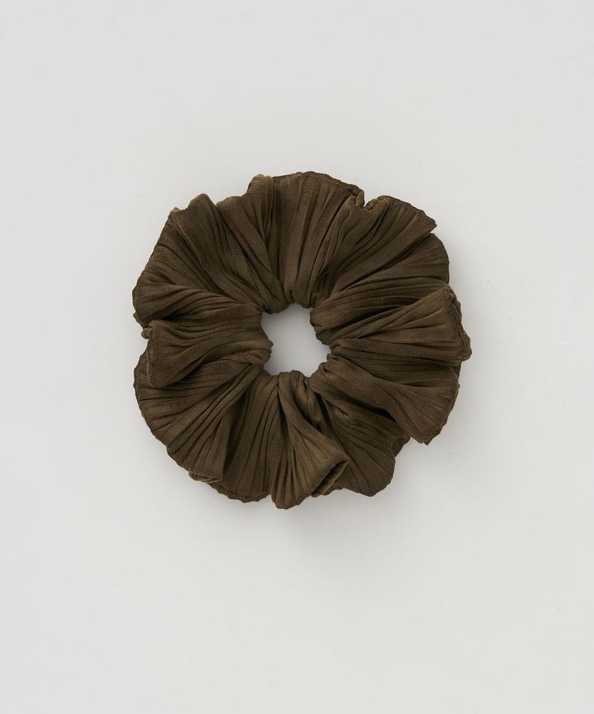 Therye Suede Pleats Scrunchie(Khaki)