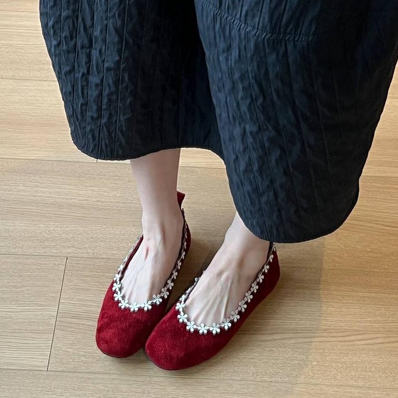

2026 NEW High Quality Stylish Wear-resistant Women Flats Loafers Shoes Flower Shallow Casual Shoes Woman Flat Shoes 35 красный