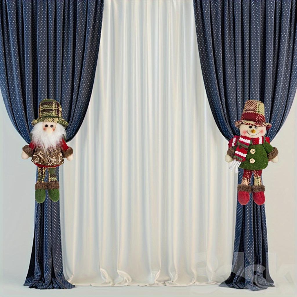 1pc of Christmas retro checkered curtain buckle, elderly snowman curtain holder, holiday decoration window decoration