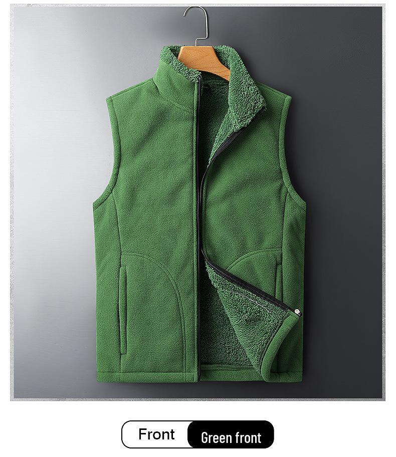Men's Plus Size Fleece-Lined Vest with Stand-Up Collar - Autumn/Winter Style
