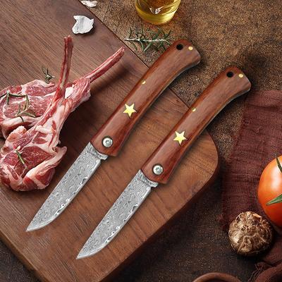 2024 Damascus Foldable Kitchen Knif Cutting Knife Fruit Knife, Forged Boning Knife Stainless Steel Chef Knife Kitchen Butcher Knife Kitchen Tools