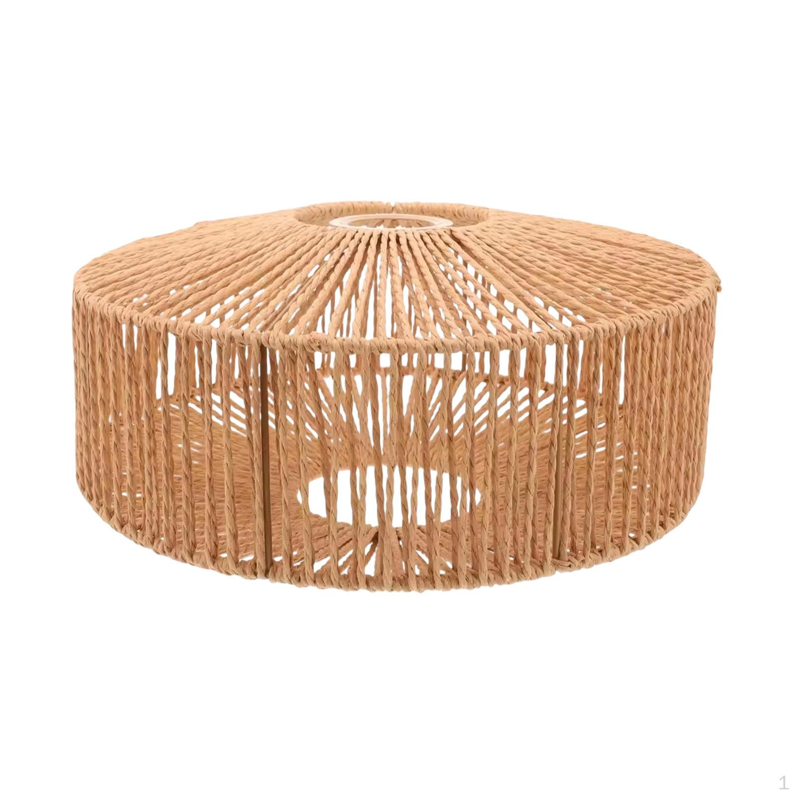 

Woven Paper Rope Lamp Shade Lampshade Home Decor Boho Replacement Fan Light Cover for Cafe