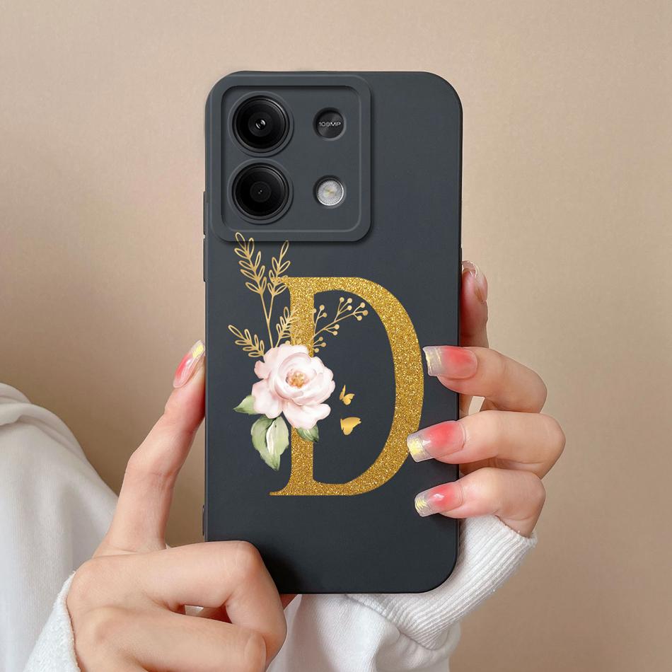 Phone Case For Redmi Note 13 Pro 4G 5G Elegant Letter Soft Liquid Silicone Full Coverage Protector For Redmi Note13 13Pro Fundas