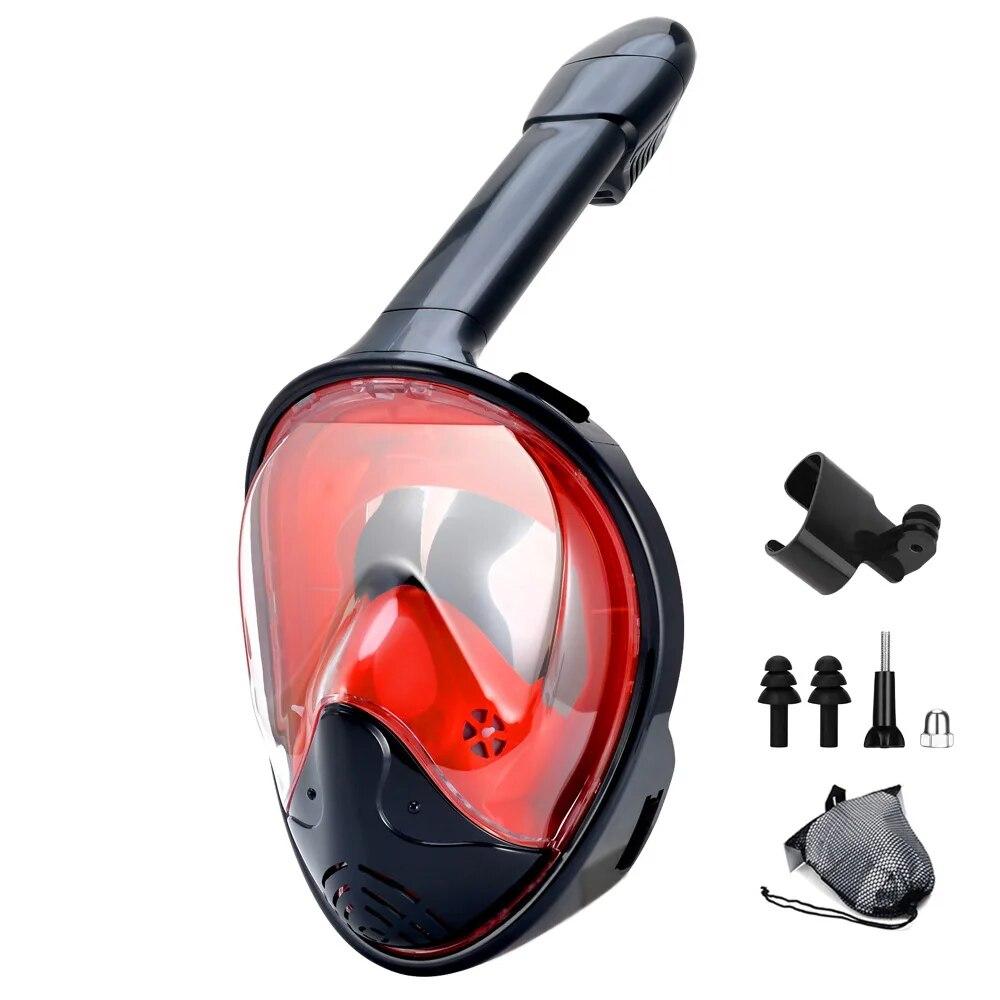 Full Face Snorkel Mask with Detachable Camera Mount,Snorkeling Swimming Diving Mask Wide View Anti-Fog Anti-Leak for Adult Youth
