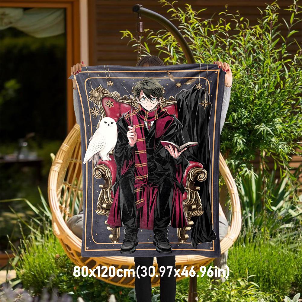 

1pc Hogwarts Harry Potter Owl Outdoor Flannel Throw Blanket All Season Soft Warmth,Home Decor 1031224 80x120cm