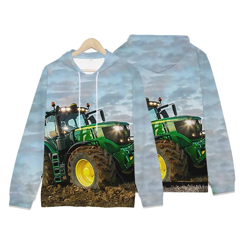 Kawaii Hoodies Truck Traktorer 3D Print Sweatshirts Pojkar Flickor Unisex huvtröjor Tecknade barn Mode Oversized Hoodie