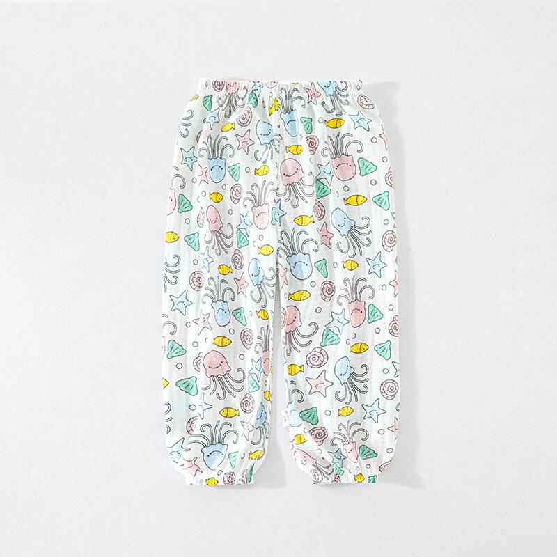 Unisex 7A Antibacterial Cotton Mesh Anti-Mosquito Jogger Pants 110 маленького осьминога