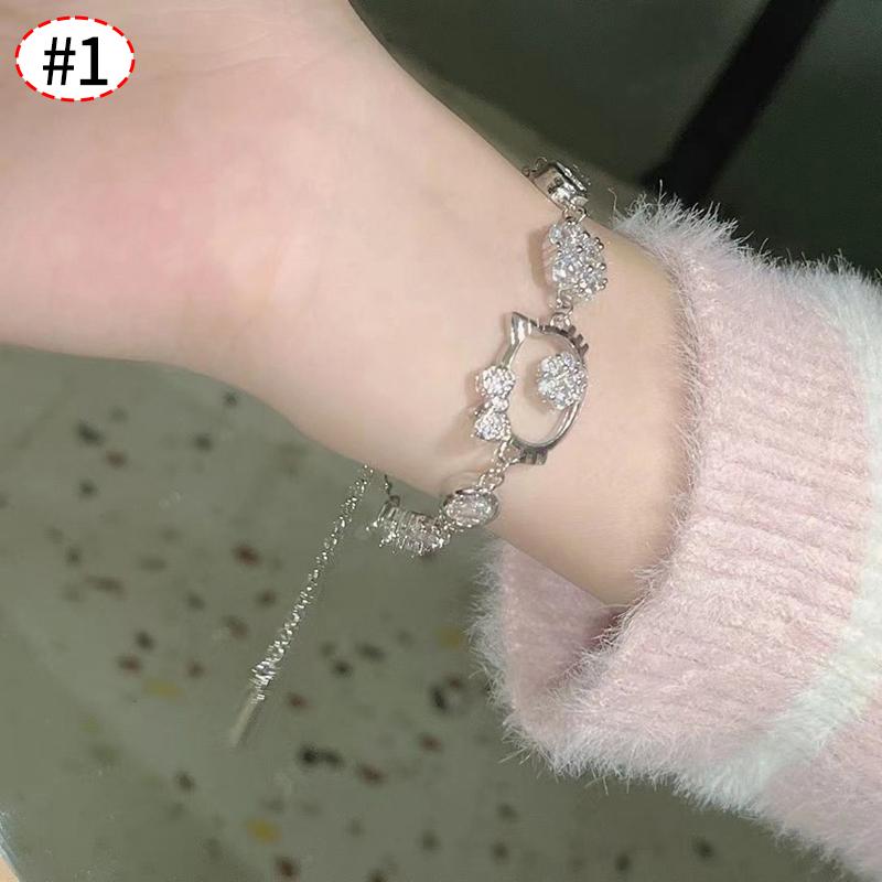 

Adorable Hello Kitty Hanging Pendant Cartoon Anime Necklace/Bracelet/Ring Jewelry Accessoriess Festival Gifts designed for Women Girls