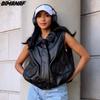 DIMANAF 2026 Autumn Winter PU Jackets Coat Casual Sleeveless Vest Women Plus Size Loose Buttons Outwear Fashion Lady Clothing
