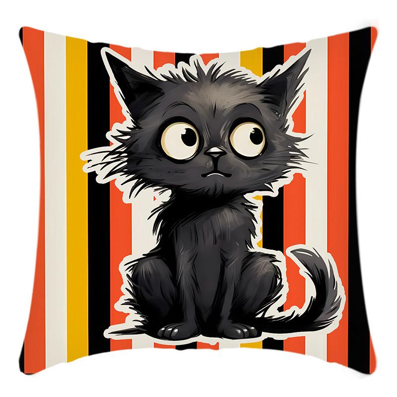 Heißes Halloween Geist Schwarze Katze Kissenbezug Party Heimdeko Bedruckter Kissenbezug Festliche Atmosphäre Sofakissenbezug