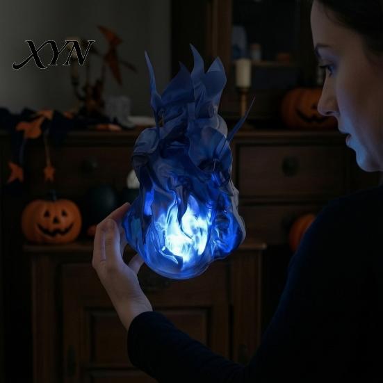 Portable Flame Stage Prop Floating Fireball Prop, LED Glowing Halloween Handheld for Cosplay, Visual Effect Accessory Battery Powered Light