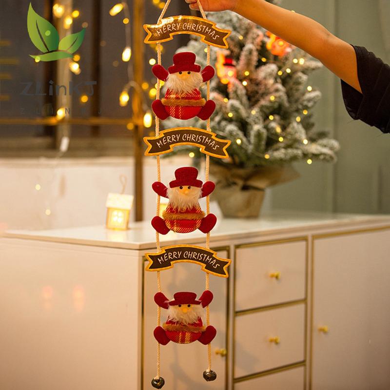 Christmas Decorations Wooden Snowmen Santa Claus Reindeer Door Hanging Ornament XmasTree Indoor Scene Layout Home New Year Decor