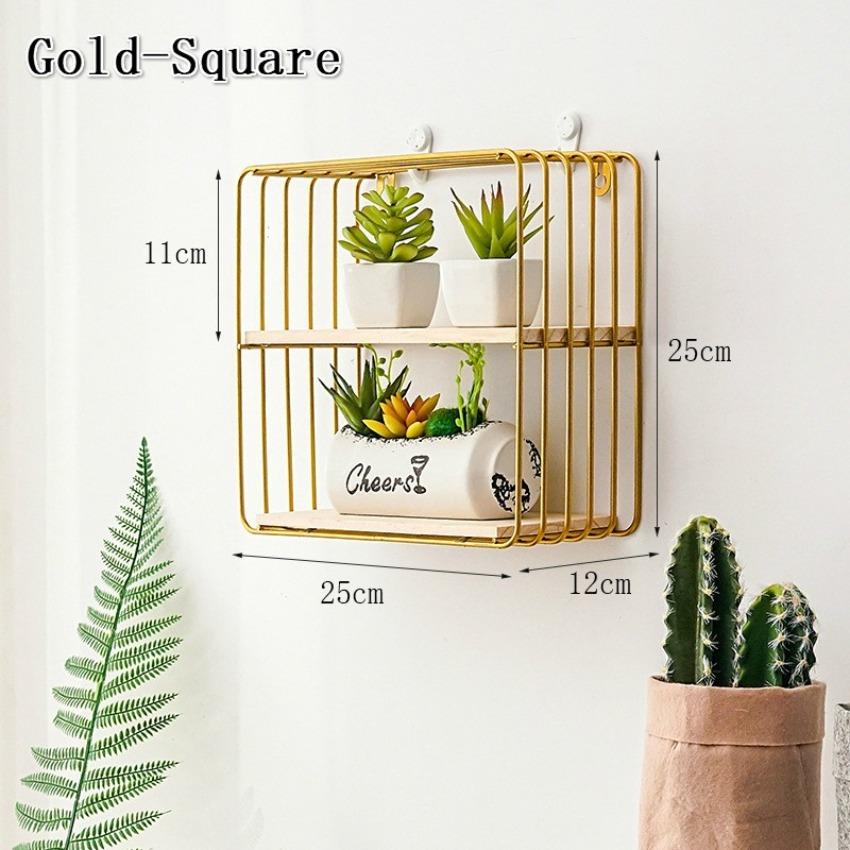 1 Pcs Metal Iron Storage Rack Multi Shape Storage Holders Black / Gold Nordic Wall Shelf DIY Home Decor Home Organizer