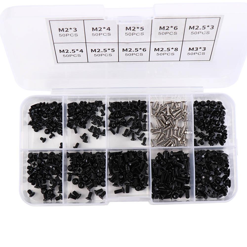 500Pcs Universal RC Screw Box Kit Carbon Steel Screws Assortment Kit Computer Screws  HDD