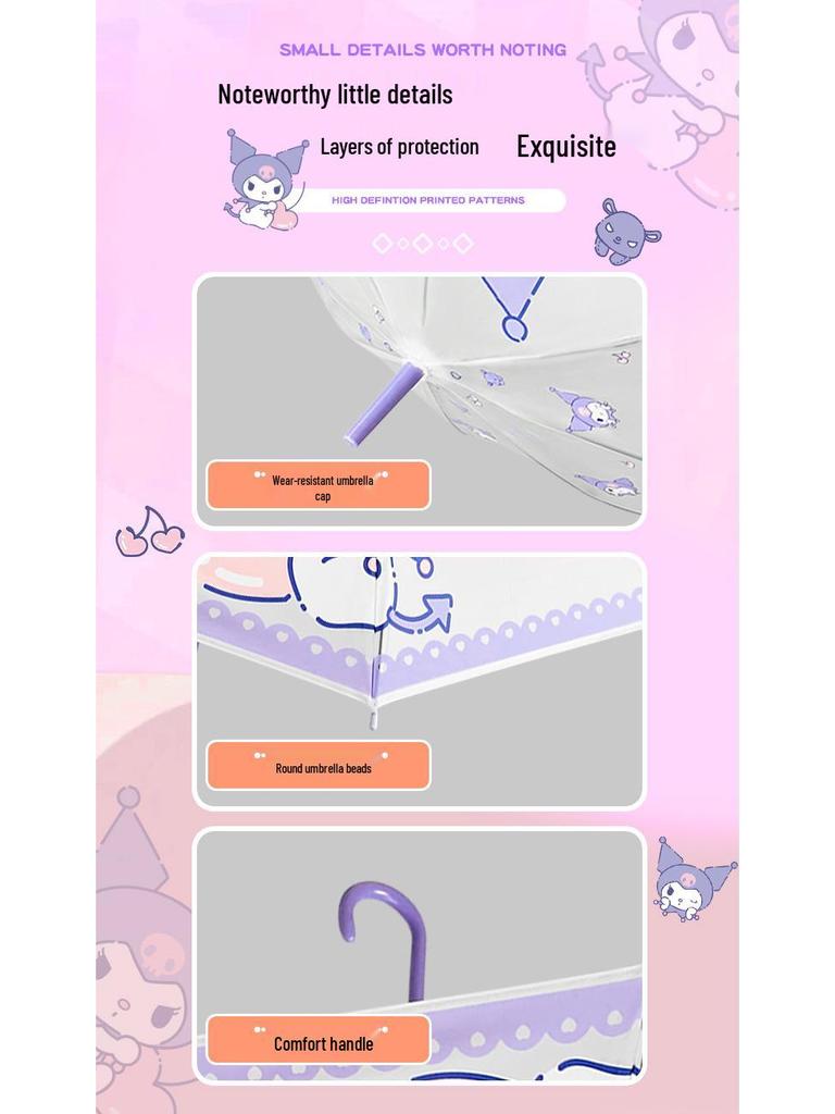 Sanrio Kuromi Dětský ekologický automatický deštník s roztomilým kresleným designem