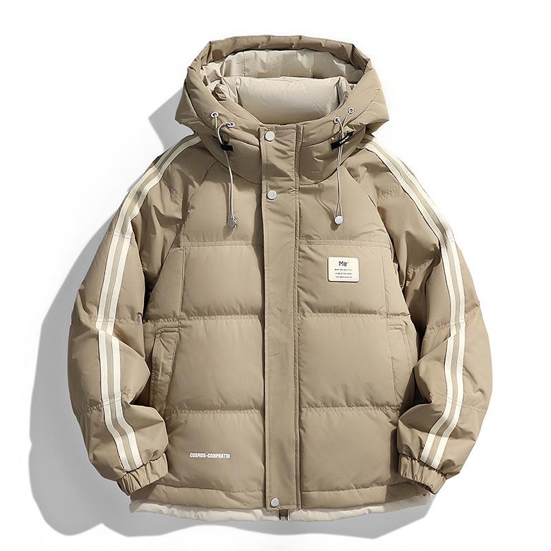 Zimní péřová bunda pro muže, teplá bílá kachní peří se dvěma proužky, módní péřová bunda pro muže