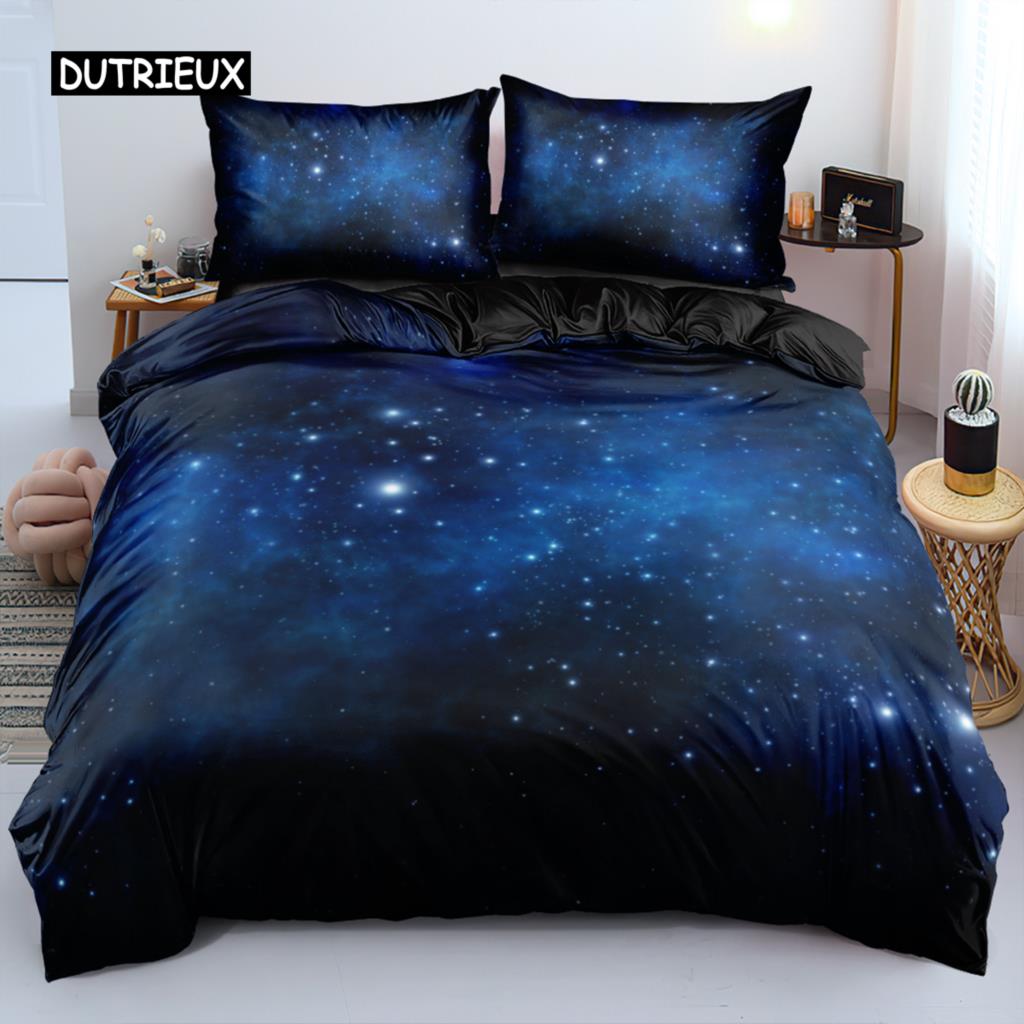 

Розкішний набір постільної білизни Galaxy Dark Blue Fantasy Starry Sky Duult Cover Set Shining Stars Starry Sky Complete Cover for Kids Women 140x200cm 3pcs