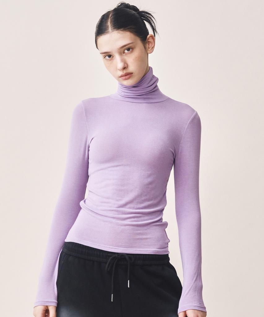 Nigaennikol [Essential] Minimal Slim Turtleneck Top_Purple