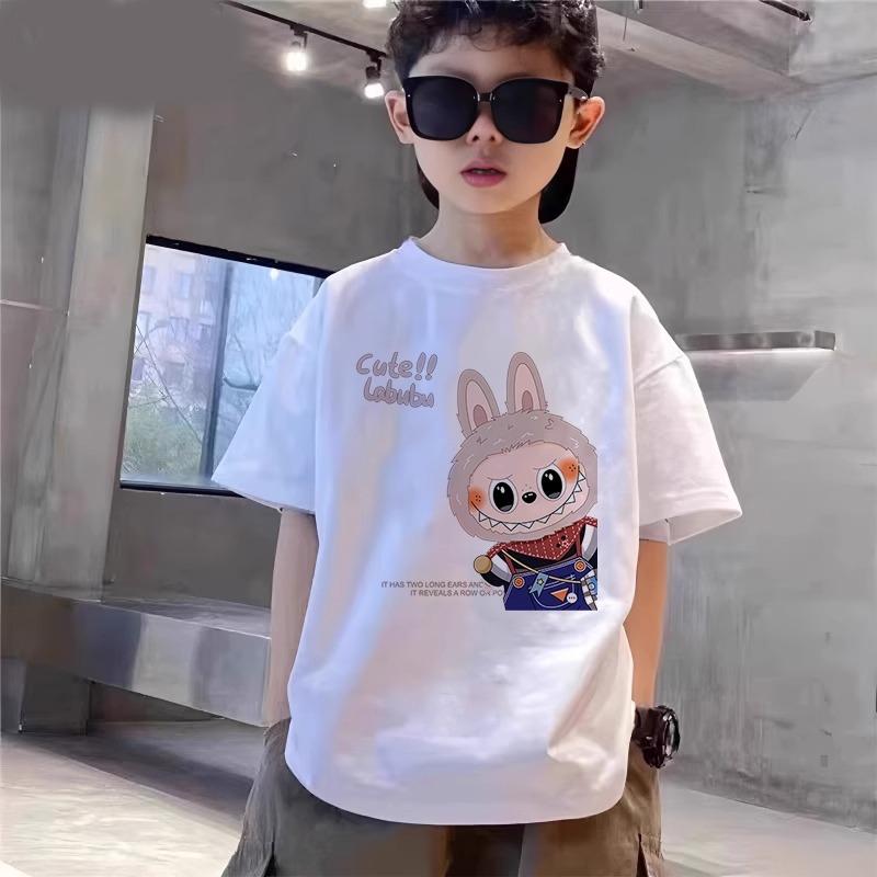Cartoon Graphic Kids Adult Labubu Printed T-shirt Summer Men and Women's Fashion Boy Short Sleeved T-shirt Top Pullover