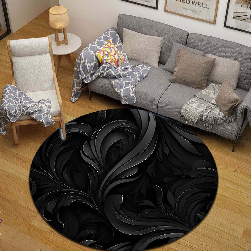 Chic Round Abstract Multicolor Rug Pad, Non-Slip Floor Mat for Kitchen