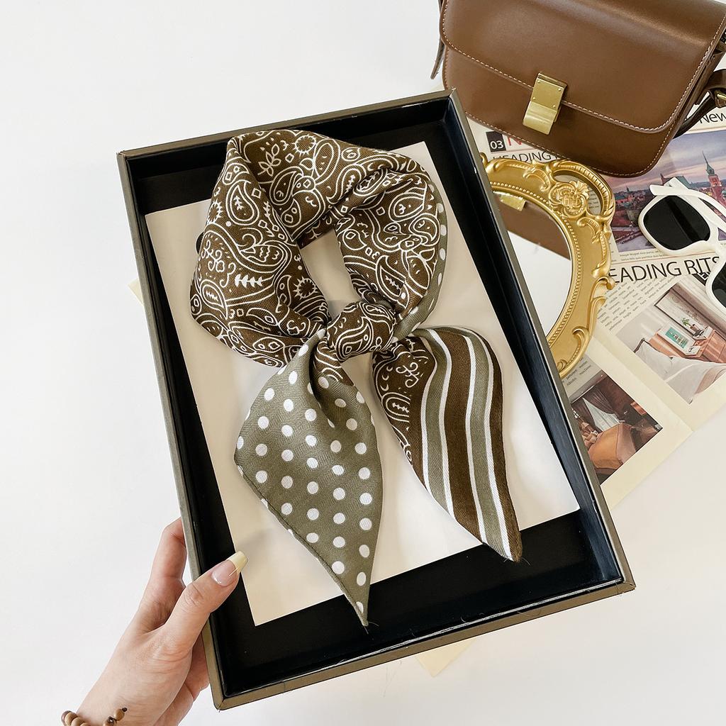 Decorative Small Square Scarf 71CM Simulated Silk Scarf Spring and Autumn Headscarf Neck Protection Cotton and Linen Scarf Scarf Tied Silk Scarf