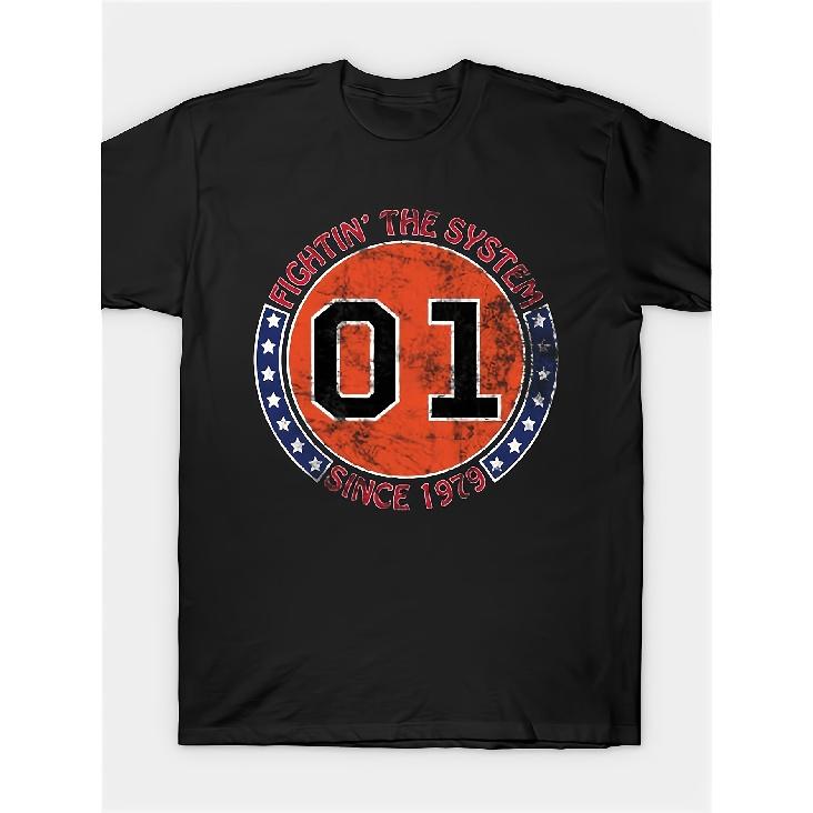 Men S Vintage American Style  Duke Hazard  T-Shirt - A Red And Orange Graphic Design on a Soft, Breathable Shirt, Perfect for Birthday Celebrations S чёрный