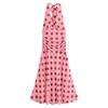 Chiffon Polka Dot Print Sommerkleid Damen 2026 Neu Sexy Neckholder Rückenfrei Langes Kleid Skinny Faltenkleid Strand Abendkleider