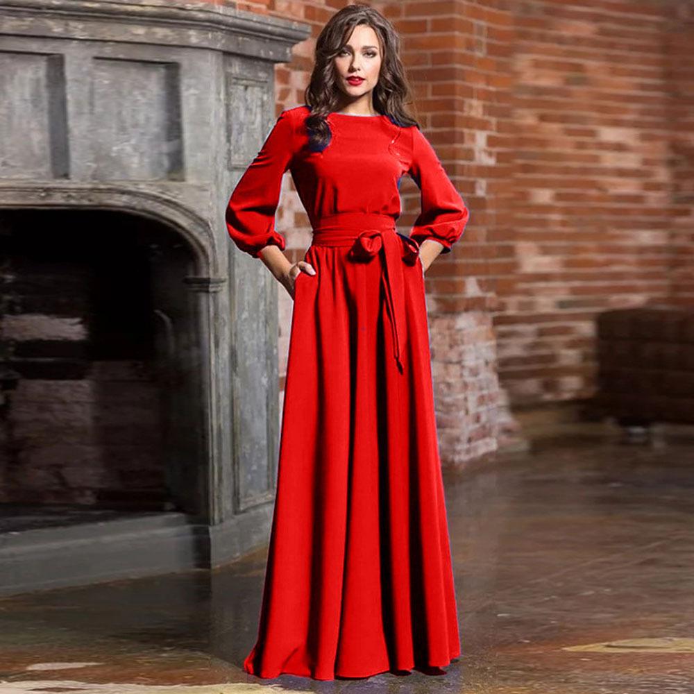 

Bohemian Vintage Lantern Sleeve Long Dress M