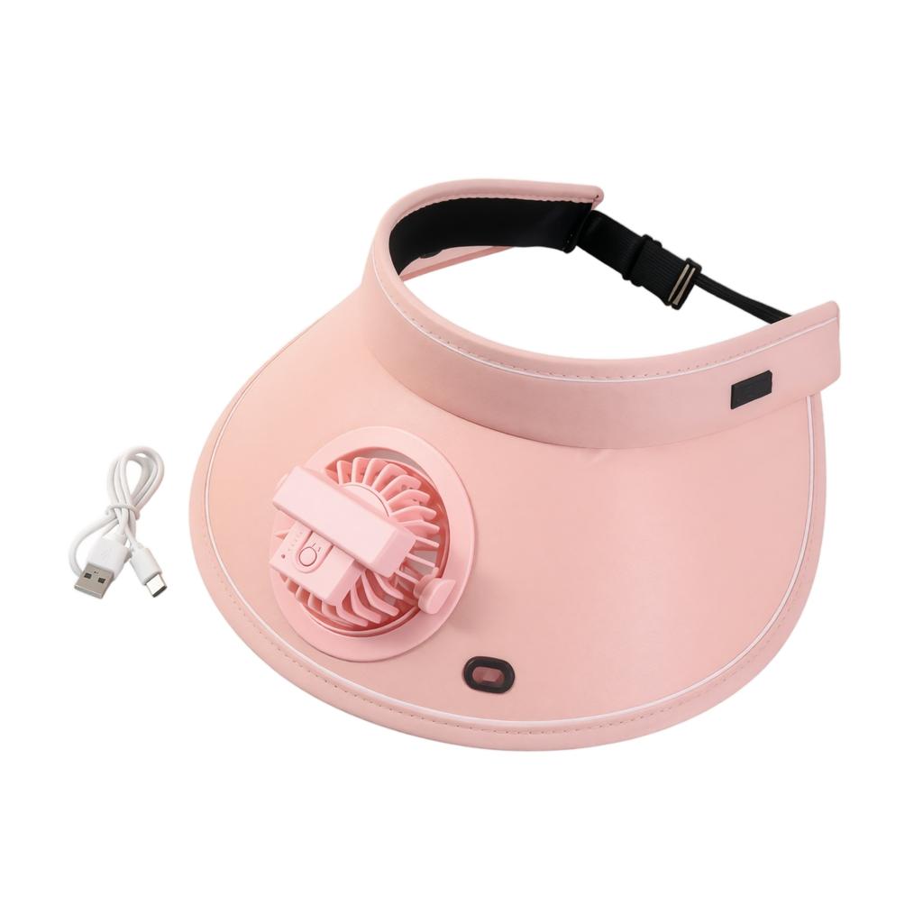 USB-wiederaufladbare Stoff-Sonnenblendenmütze mit eingebautem Ventilator, einstellbarer Luftstrom, drei Geschwindigkeitsstufen, leichte, atmungsaktive Kühlkappe für den Außenbereich
