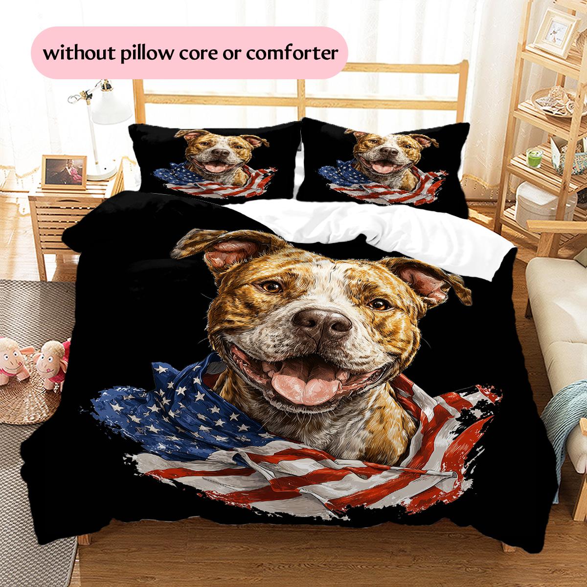 

Black Pitbull Pattern Bedding Home Decoration Birthday Gift (1 * duvet cover + 2 * pillowcase, without core) 135x200cm