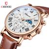 CHENXI 973 Men Quartz Watch Fashion Business Multi-function Moon Phase Date Rome Analog Dial Leather Watch for Male Reloj Hombre