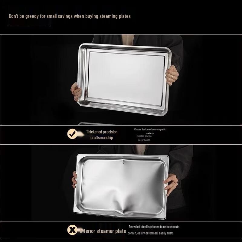 ZLIII 304 Stainless Steel Rectangular Solid Steaming Tray