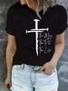 Cross The Way The Truth The Life Women's Printed T-Shirt Summer Casual Streetwear Short Sleeve Soft and Comfortable Fabric
