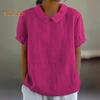 Damen Freizeithemd mit umgeschlagenem Kragen, kurzärmelig, einfarbig, lockere Passform, Sommer-T-Shirt für den Alltag