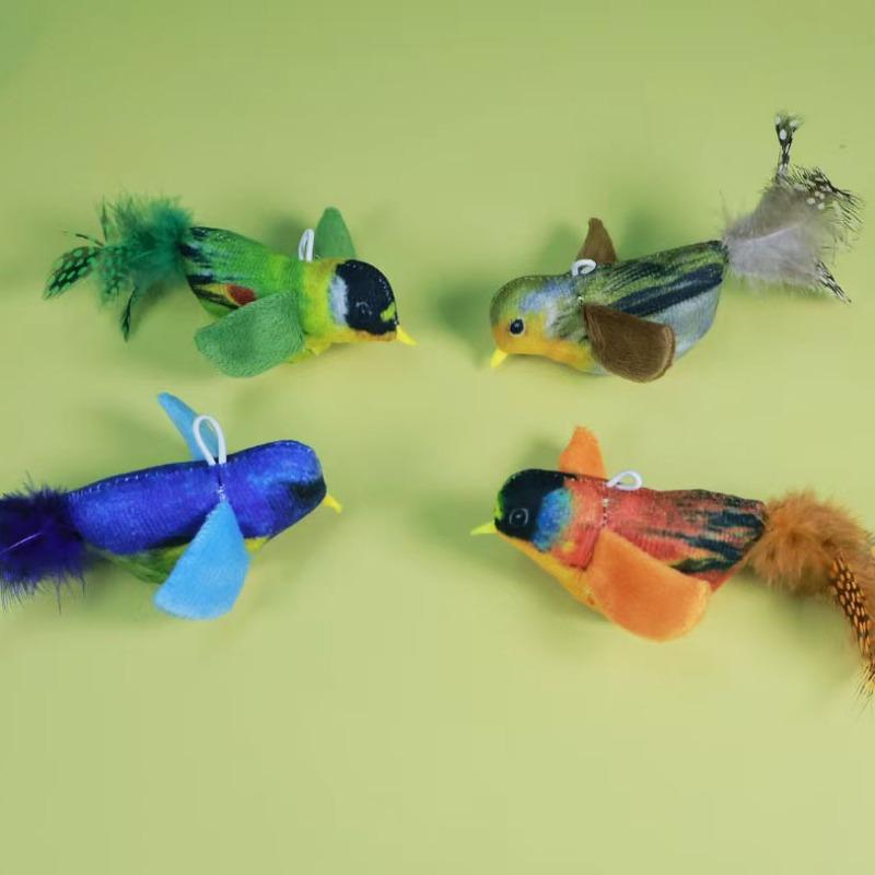 Hanging Feather Chirping Bird, Biting Resistant Cat Toy, Self-entertainment and Boredom, Cat Teasing Stick for Pets