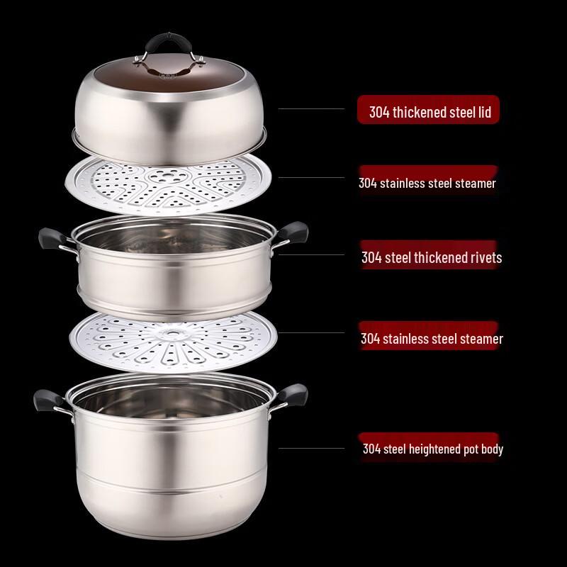 ARKIE 304 Stainless Steel Double Layer Steamer Pot